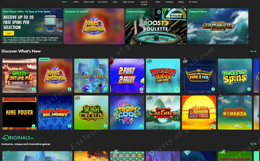bet365 casino lobby — 3,000+ games from every major provider