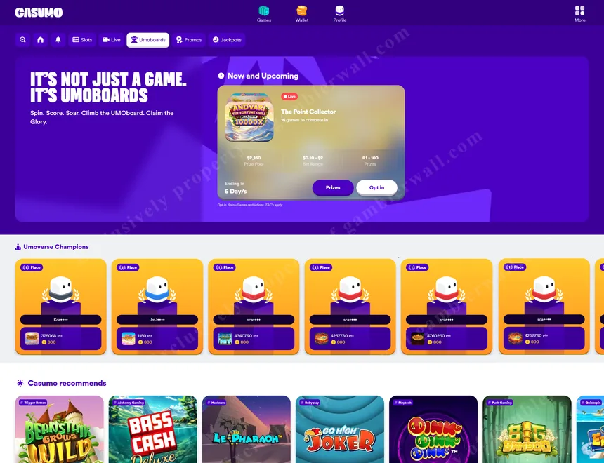 Umoboard — Adventure mode with player progress and Valuables