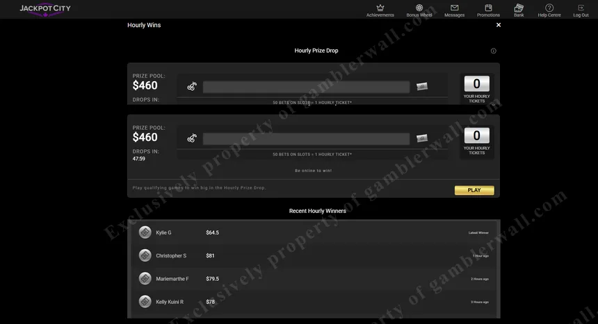 Hourly Win promotions — timed bonus events