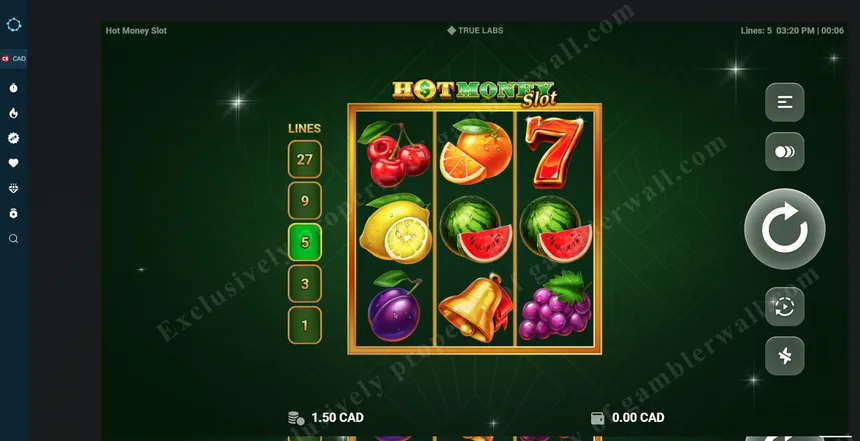 Slot gameplay session at North Casino