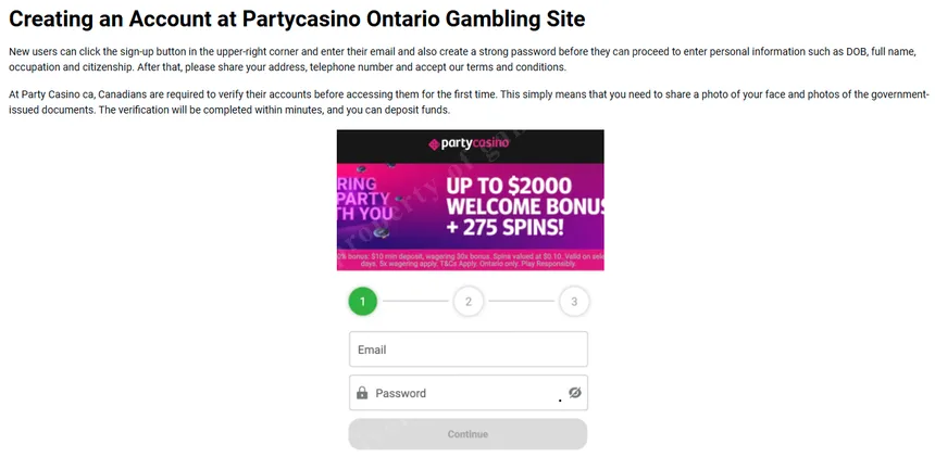 Account registration — quick sign-up process