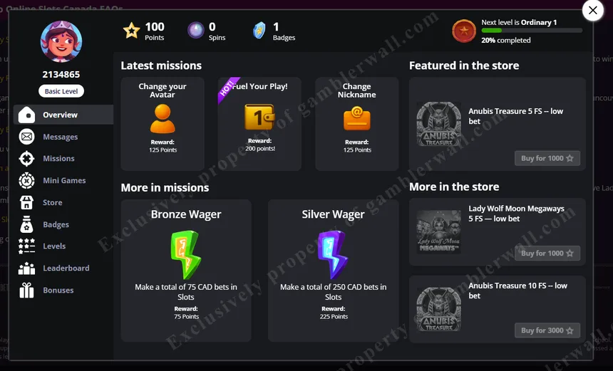 Weekly missions and challenges at PlayAmo