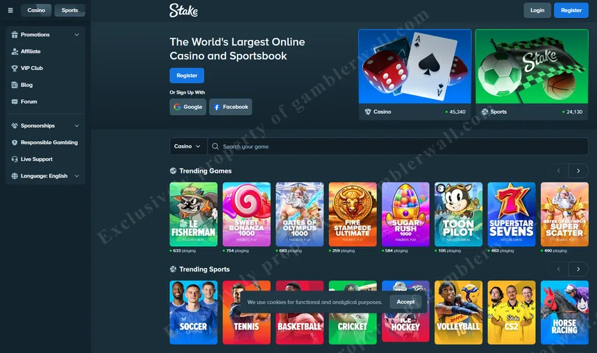 Stake.com website — fast, social, and transparent