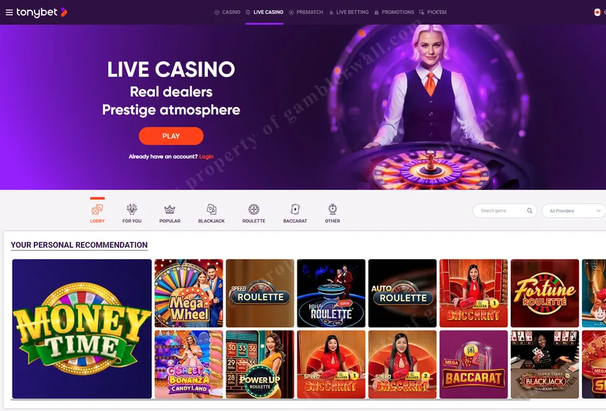 Live dealer section with 500+ tables from Evolution and Pragmatic